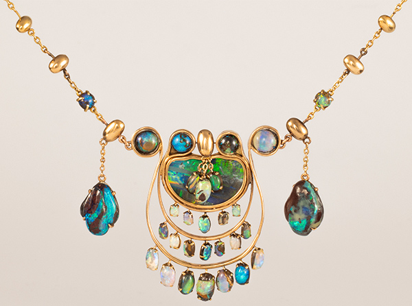 Louis Comfort Tiffany Arts and Crafts Gold and Opal Necklace Driehaus Museum