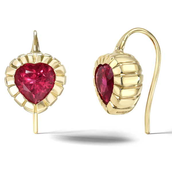 Retrouvai ruby heart earrings