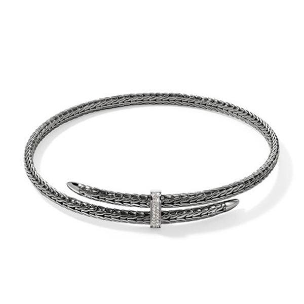 John Hardy Spear Silver Flex Choker Necklace