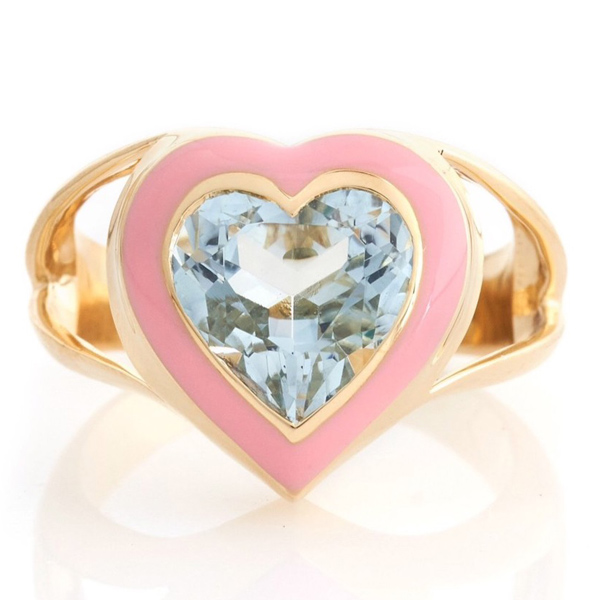 Yi Collection aquamarine enamel love ring