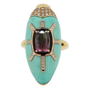 Bibi Van Der Velden turquoise scarab