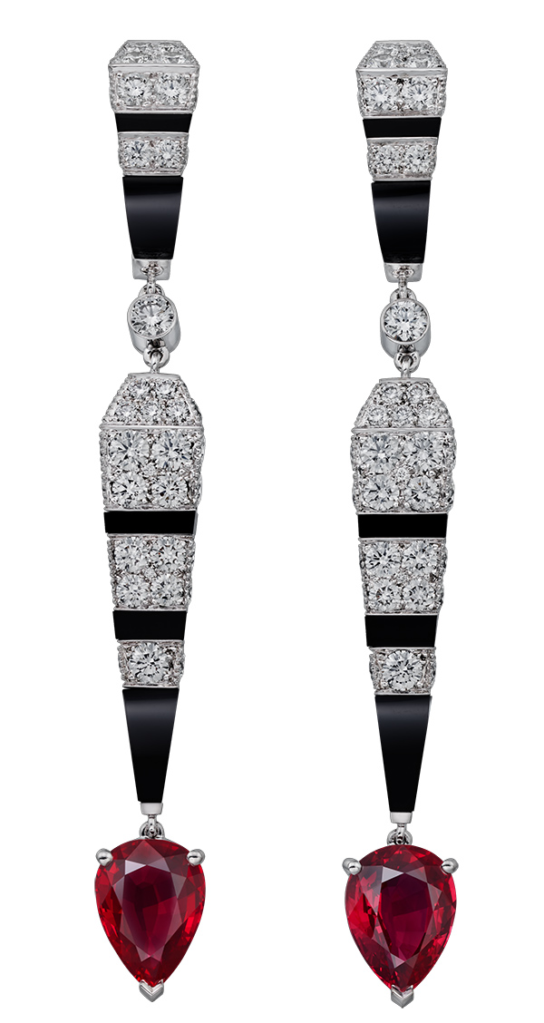 Cartier ruby onyx diamond earrings