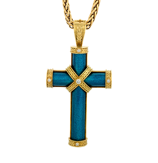 Elizabeth Taylor Diamond and Enamel Cross Pendant