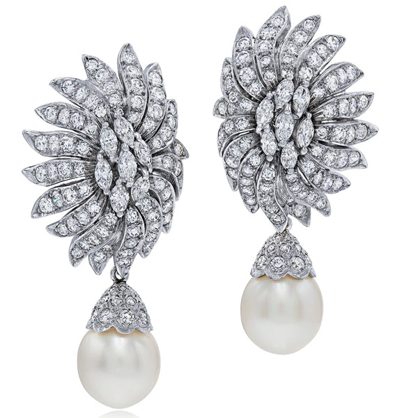 Fred Leighton pearl diamond earrings