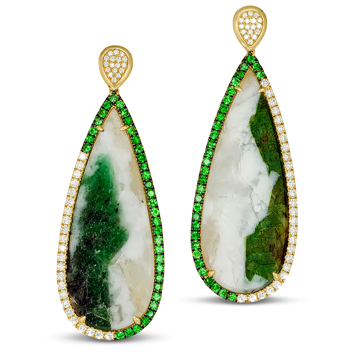 JCA 2024 Izi Creations emerald matrix tsavorite earrings