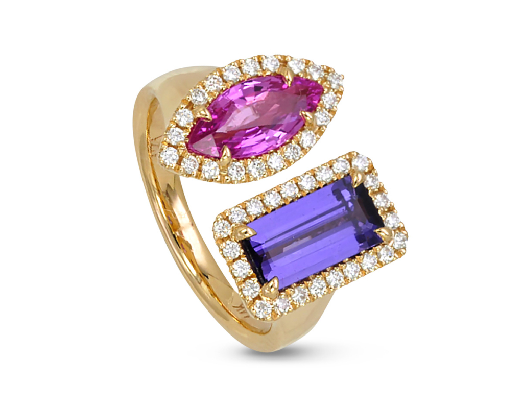 JCA 2024 Izi Creations purple pink sapphire toi et moi ring