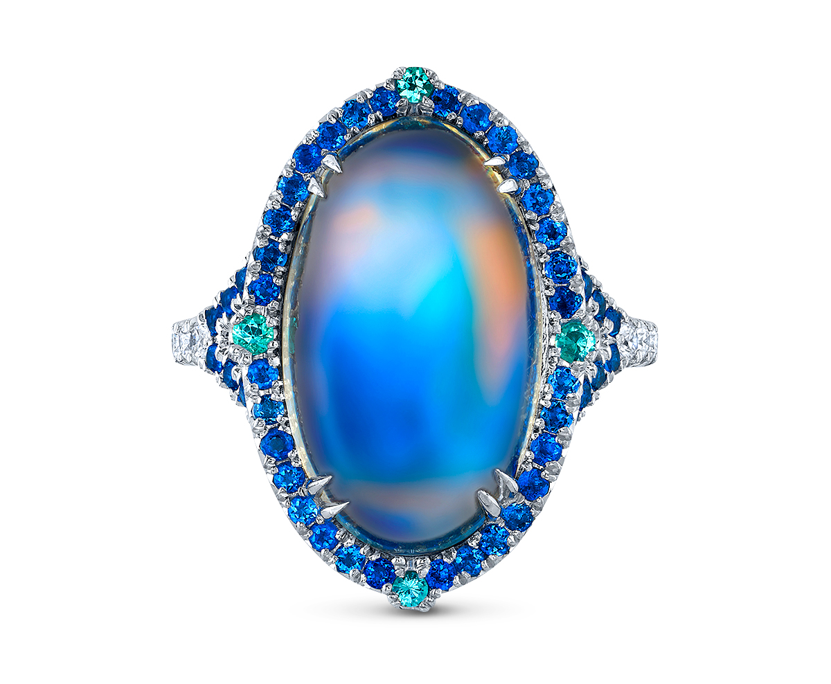 JCA 2024 Omi Prive moonstone paraiba hauynes ring