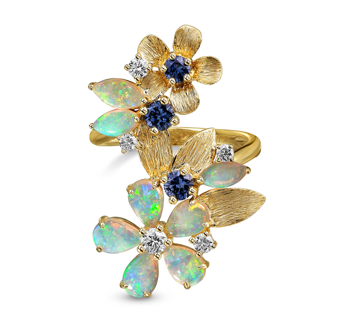 JCA 2024 Parle montana sapphire australian opal flower ring