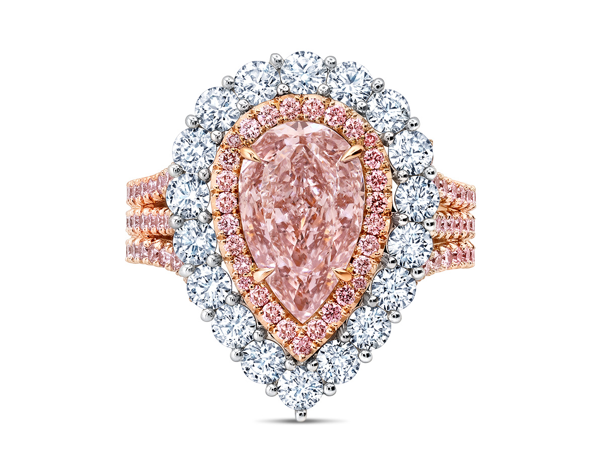 JCA 2024 Pompos pear shape pink diamond ring