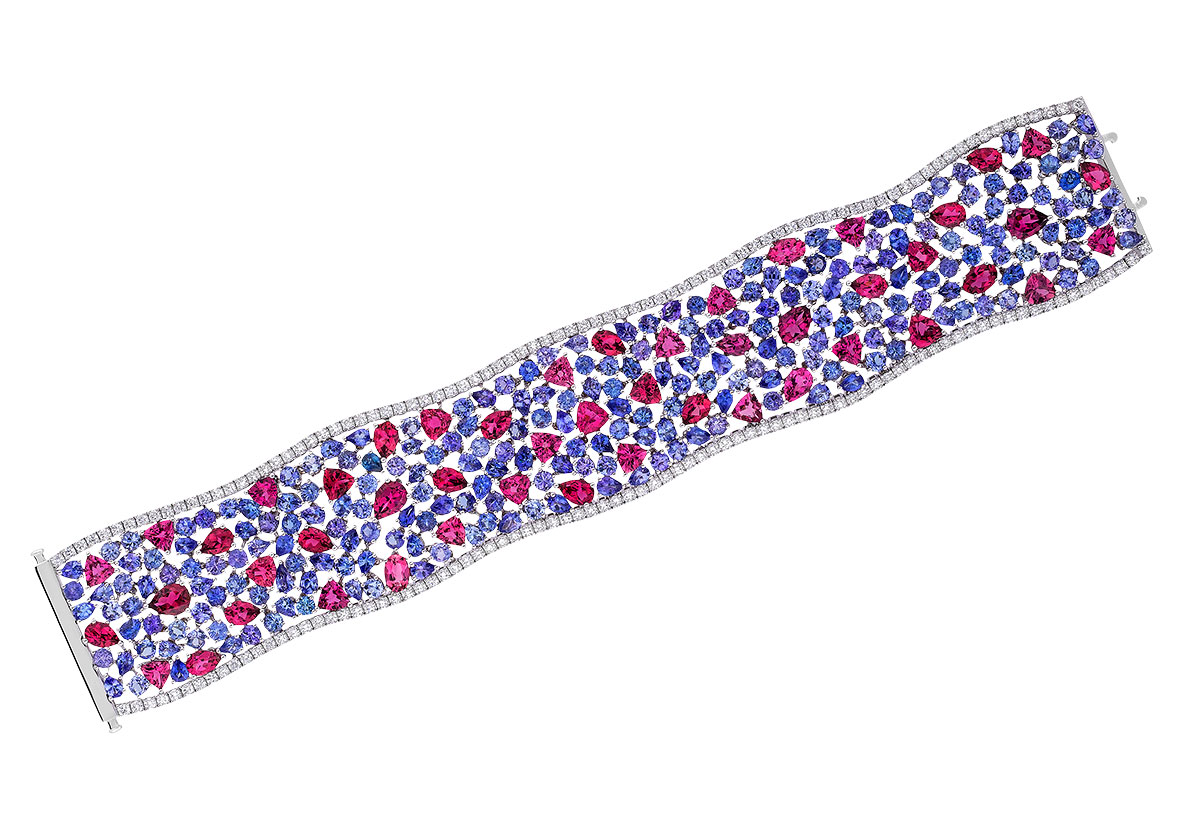 JCA 2024 Steven Royce tanzanite tourmaline diamond bracelet