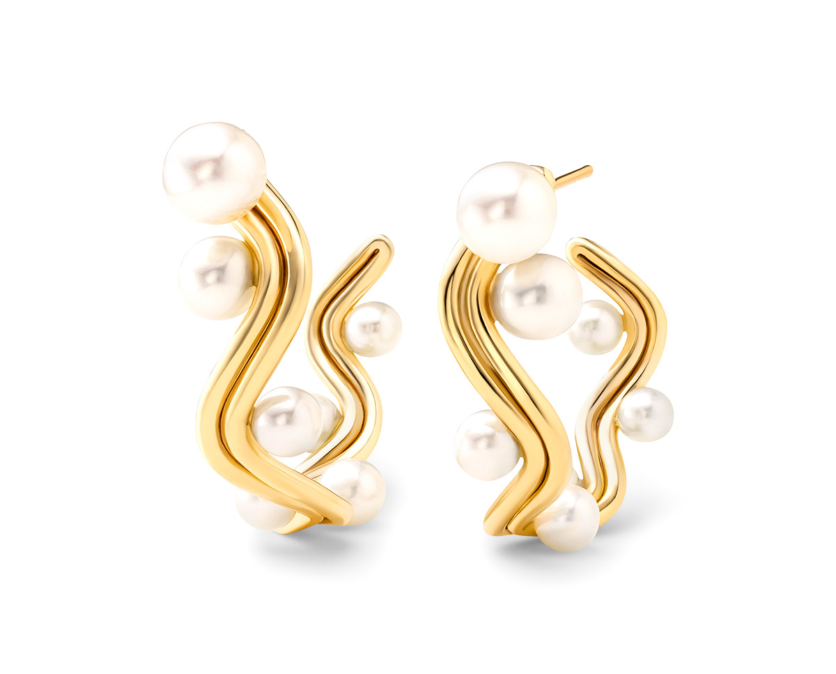 JCA 2024 Vanessa Fernandez double curva pearl hoop earrings