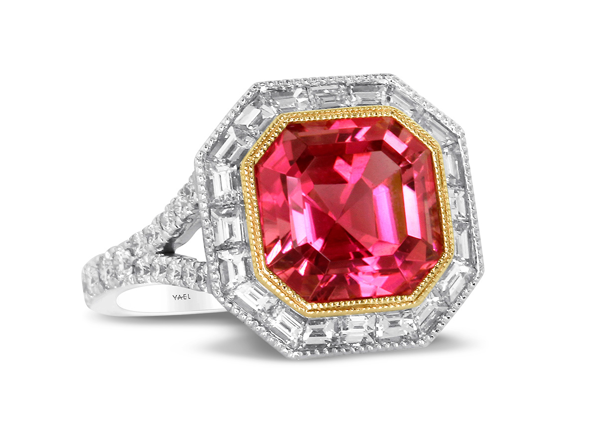 JCA 2024 Yael asscher cut pink tourmaline ring