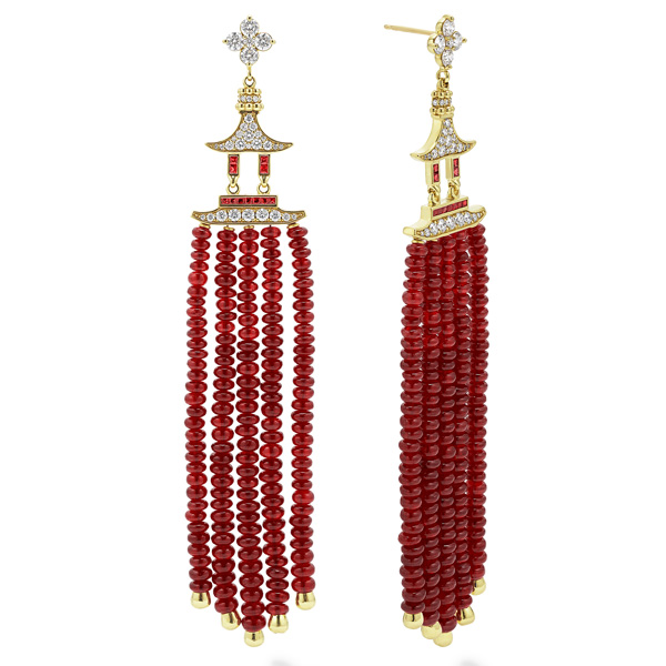 Lagos Studio Pagoda ruby earrings