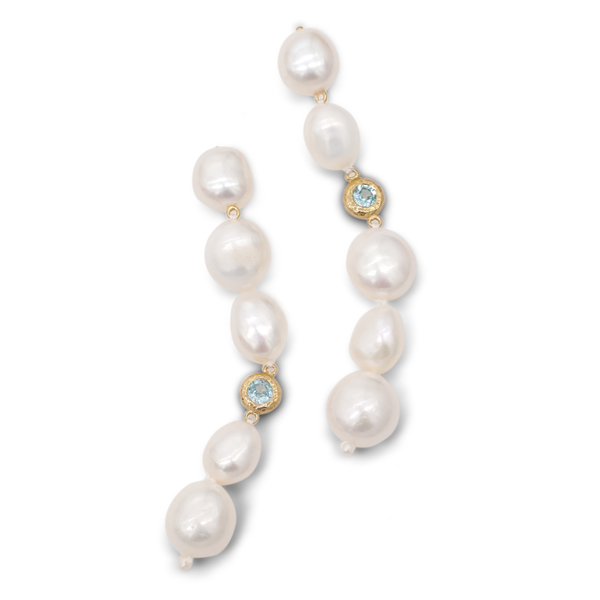 Pacharee Klom aqua pearl earrings