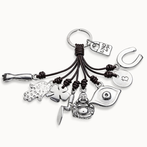 Uno de 50 leather key ring