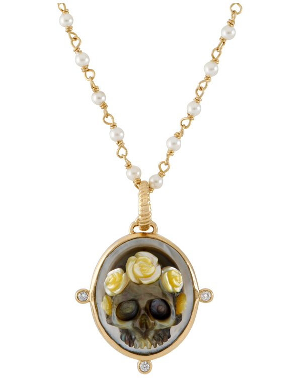 Maura Green skull flower cameo