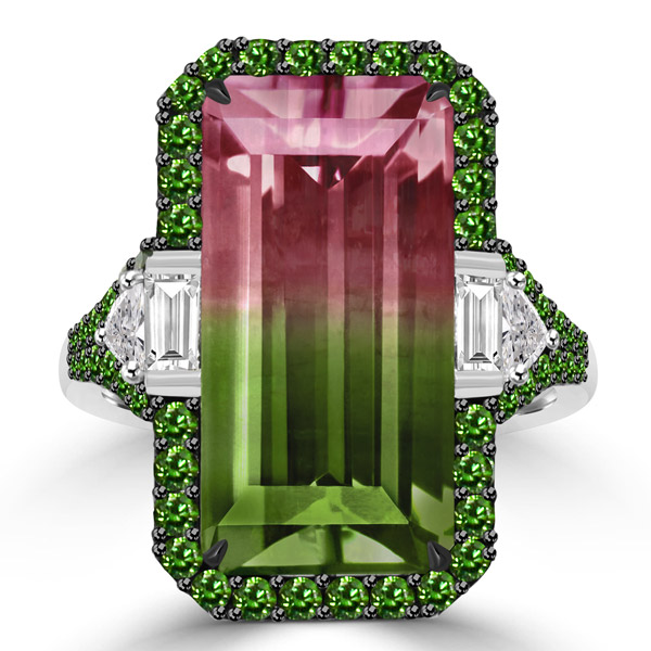 Vivaan watermelon tourmaline ring