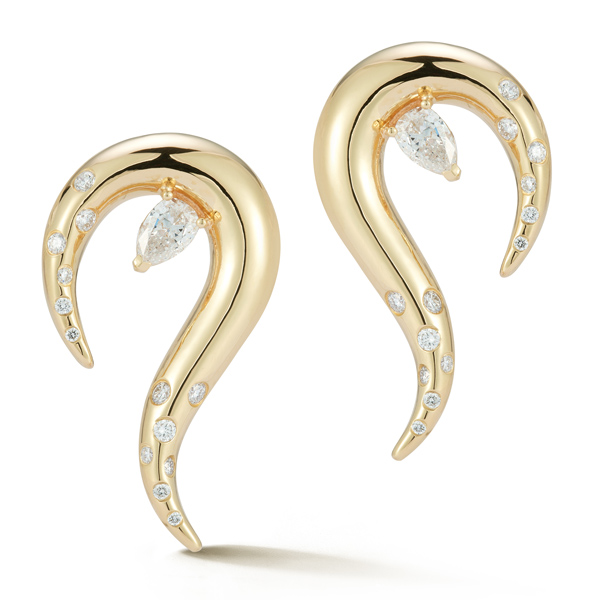 Mateo diamond Swoosh earrings