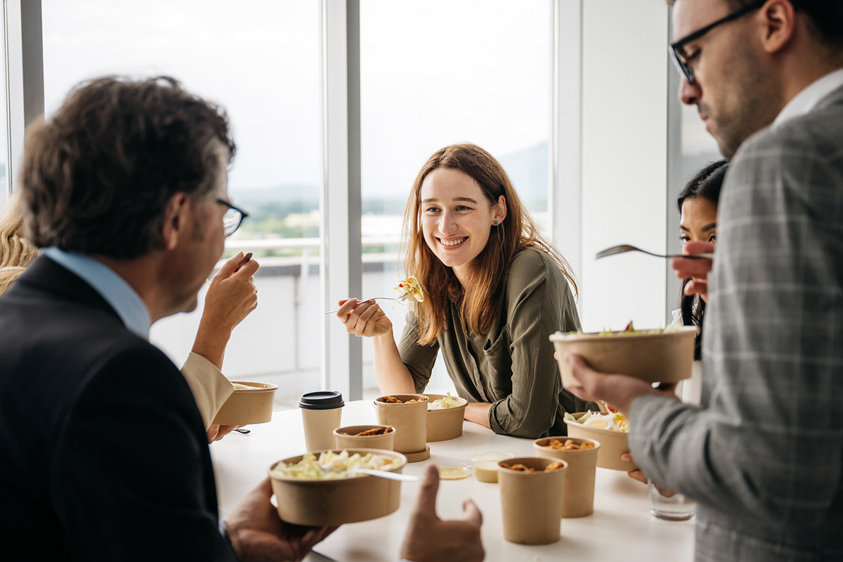 Getty employees eating lunch