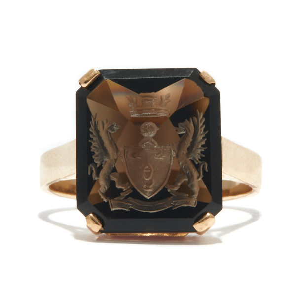 Ashley Zhang smoky quartz intaglio ring