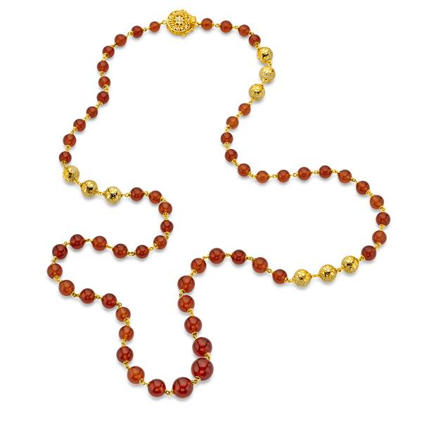 Buddha Mama garnet bead necklace