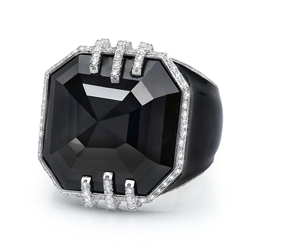 Kate Winslet martin katz Black Diamond Asscher cut ring