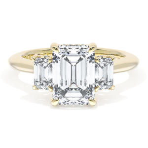 Tacori emerald-cut three-stone ring